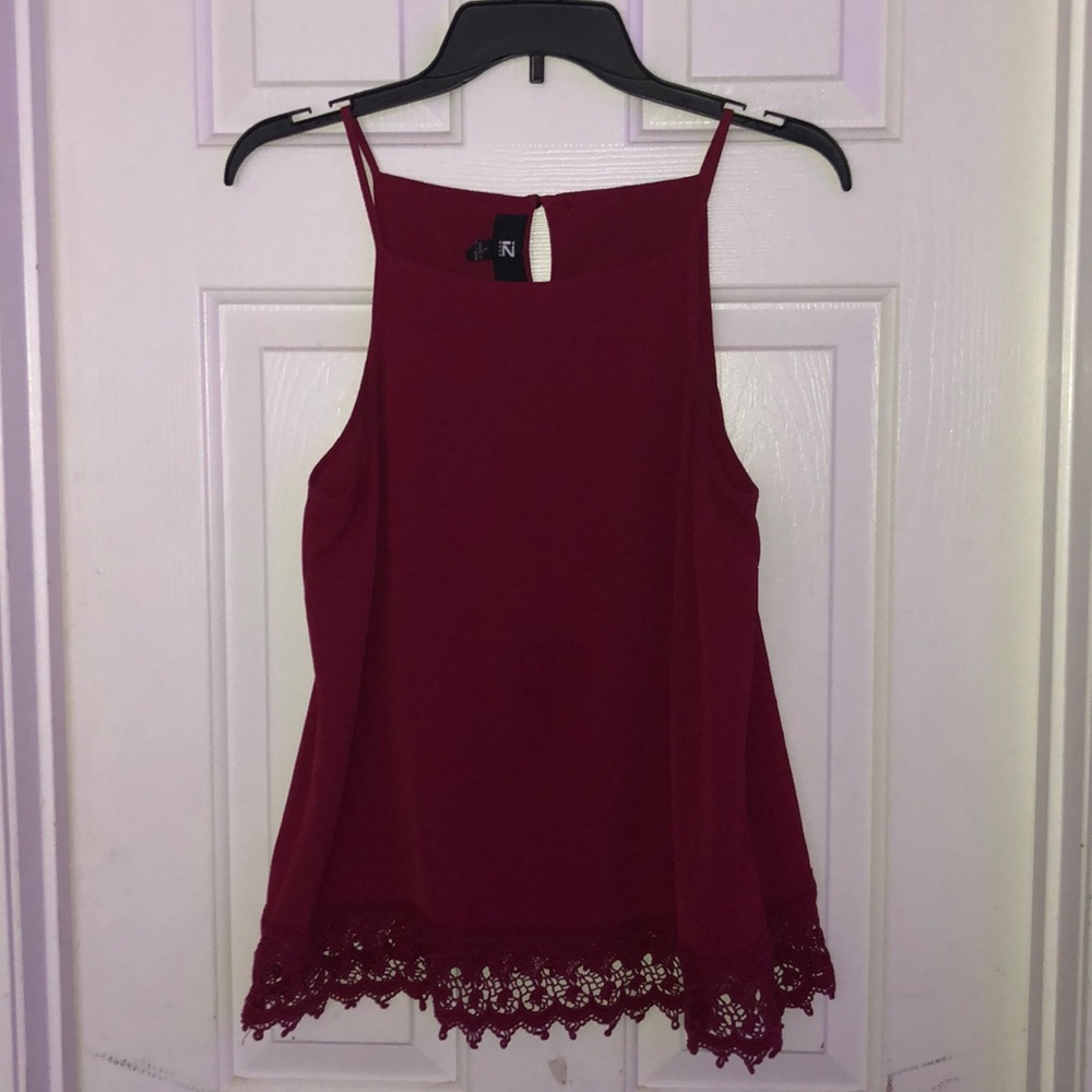 izod dress tank top, dark pink/maroon